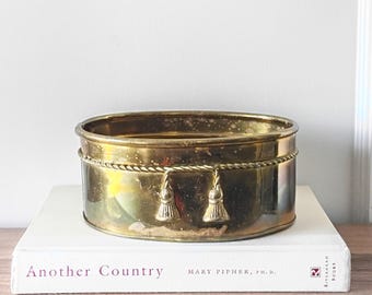 Vintage Brass Bow Planter, Herb Planter, Windowsill Planter Brass Plant Trough Indoor Oval Planter, Window Herb Garden Box