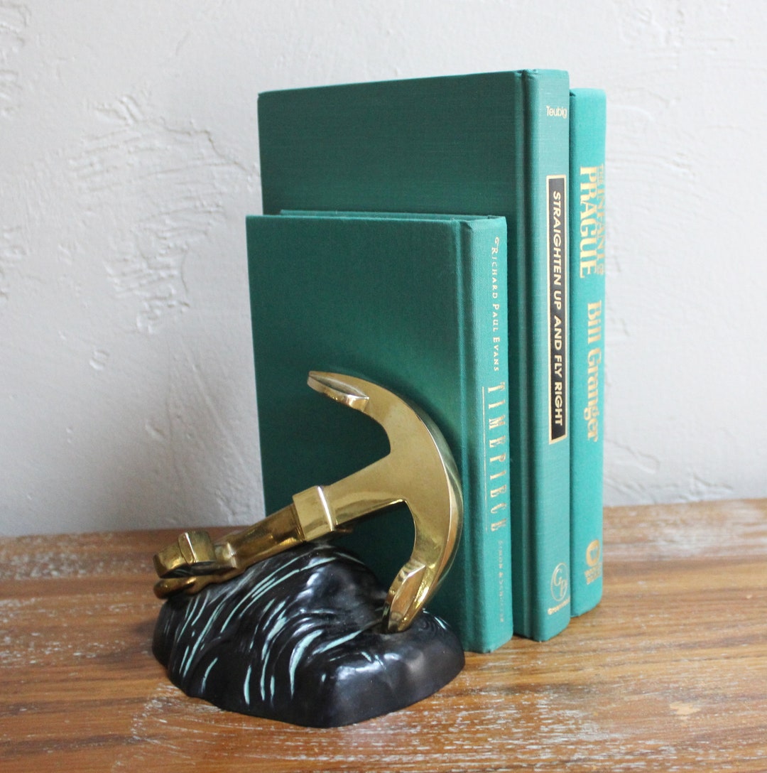 Vintage Brass Anchor Bookend, Brass Book End, Brass Bookend, Coastal ...