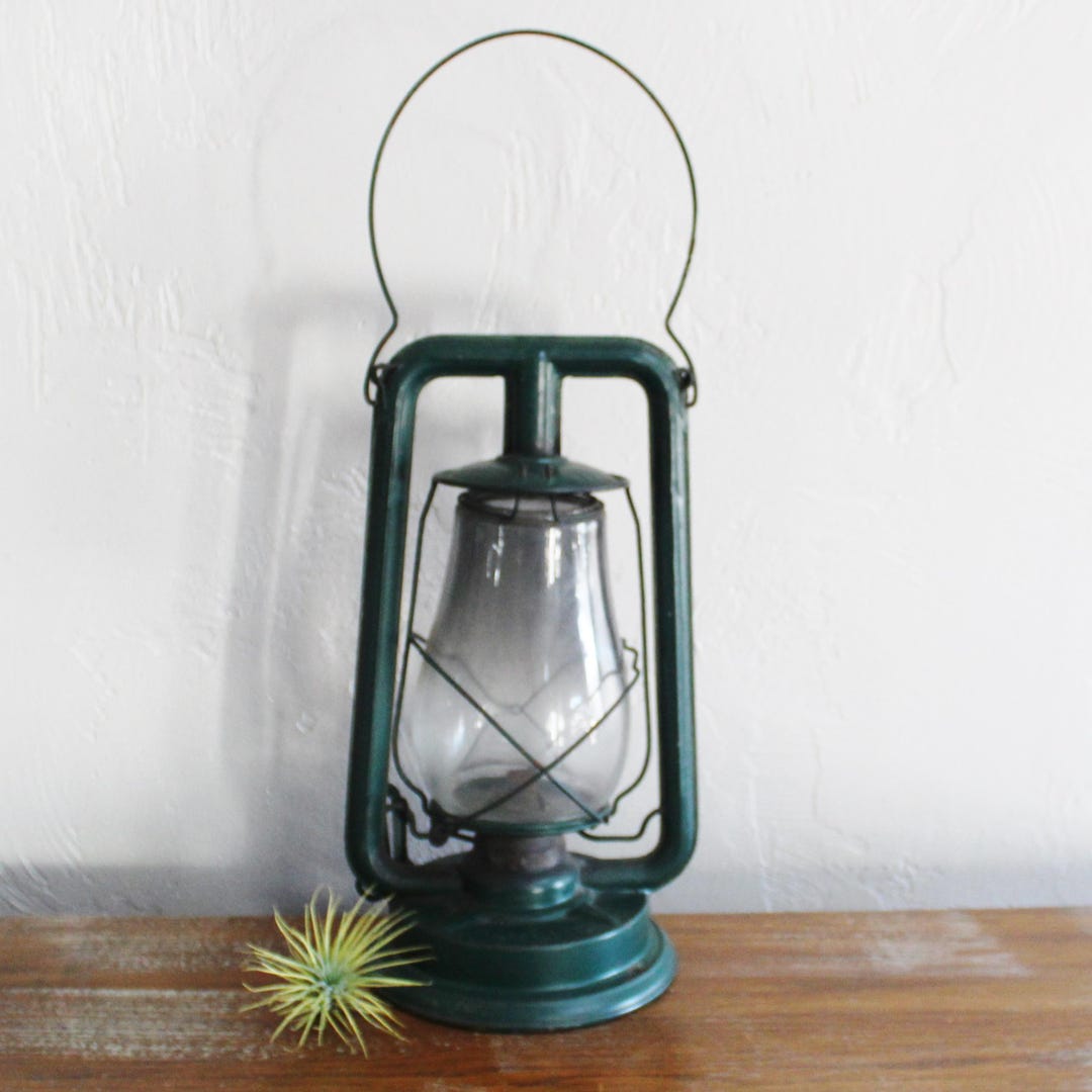 Antique Paull's Green Lantern, Railroad Kerosene Lantern