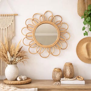Vintage Rattan Mirror - Etsy