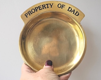 Vintage Brass Pocket Change Dish, Dresser Accessory, Desk Organizer, Entryway Decor, Dad Gift