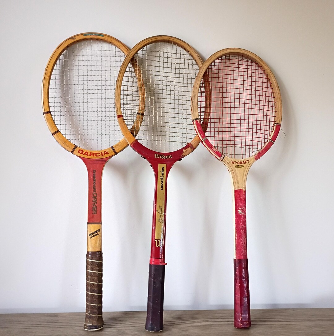 Old Racket Head Vintage Old Wood Tennis Racquet Gift for Dad, Red Wooden Racket ...