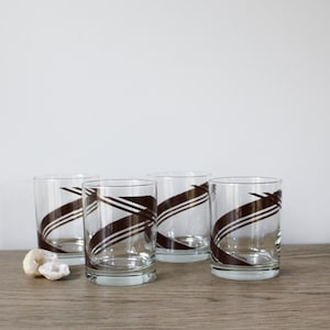4 Vintage Double Old Fashioned Glasses, Dusseau Barware Mid Century Glasses, Whiskey Glasses, MCM Rocks Glasses, Low Ball Cocktail Glasses