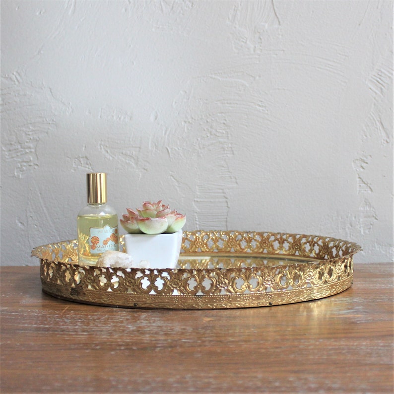 Ornate Mirror Tray Mirrored Gold Vanity Oval Ornate Mirror Tray Mirrored Gold