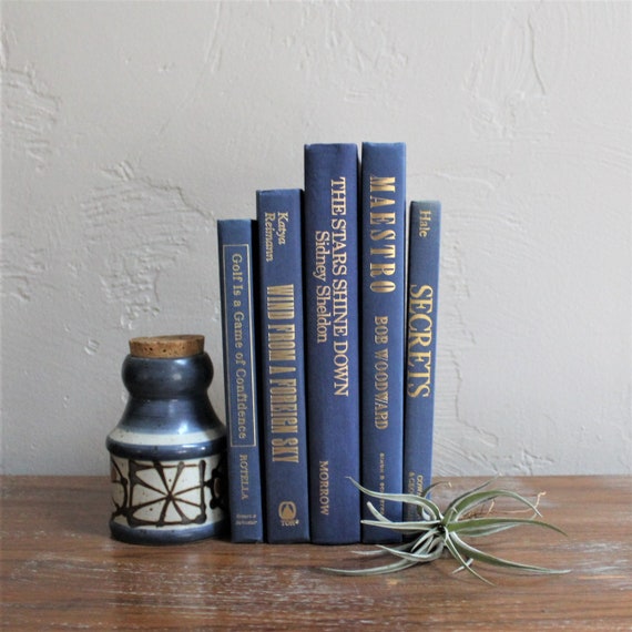 Dark Blue Books Denim Decorative Bookshelf Decor Dark Blue Books Denim Decorative, Navy Coffee Table Book