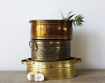 Choose Vintage Brass Planter, Herb Planter, Windowsill Planter Brass Plant Trough Indoor Planter Long Oval Planter, Window Herb Garden Box