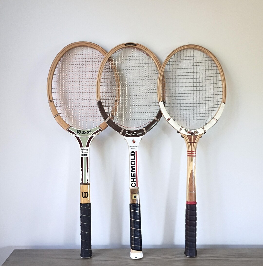 Jimmy Connors Racquets Vintage Wood Tennis Racquet Gift for Dad, Chemold Rod Lavar, Wilson ...