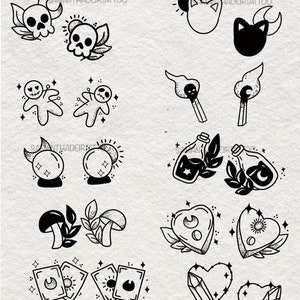 Mystic matching Tattoo designs - TATTOO TICKET-Tattoo flash sheet