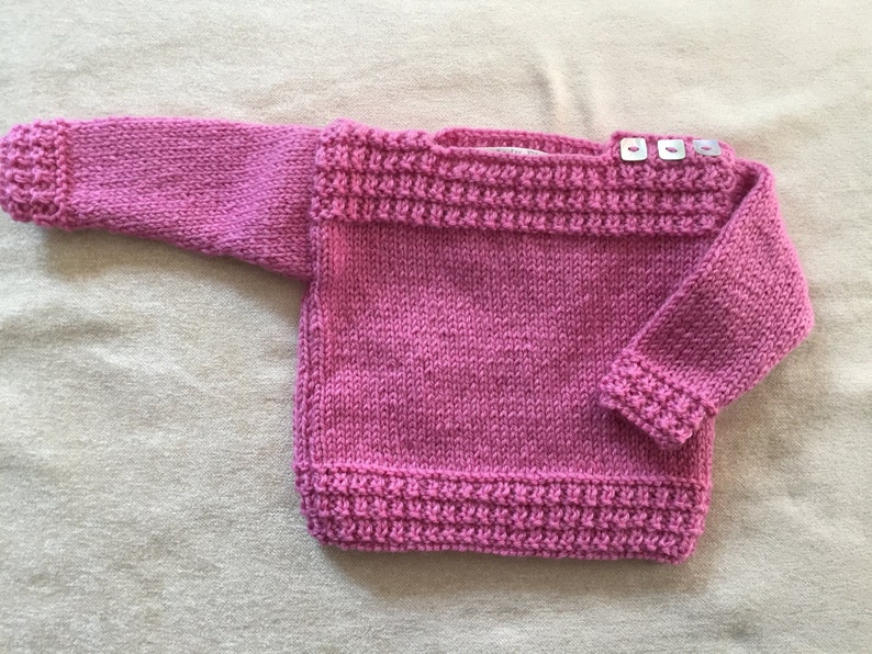 0-3 months pink wool sweater, Baby girl/'s hand knitted