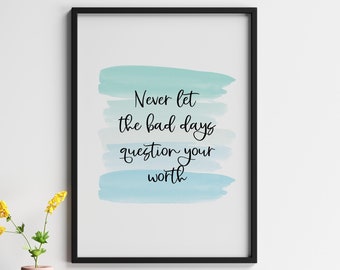 Printable wall art positive affirmations quote mental health art | Self care| Self love | Counselor therapist office | Watercolor print