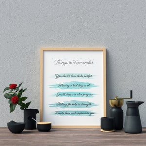 Quote wall art trendy watercolor decor | Therapist office decor | Counselor decor | Psychologist office | Things to remember affirmations