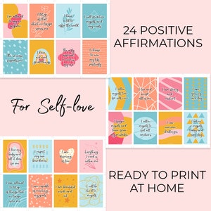 Cartões de afirmação positiva para amor próprio | Cartões de citações fáceis de imprimir em casa | Lembretes positivos | Cartões de afirmação diários