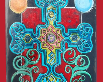 Engraving forget-me-not Armenian cross