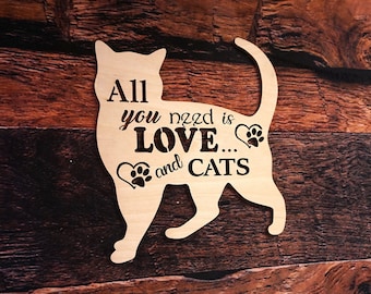 Unfinished Wood Cat Silhouette | Laser Cut Wall Decor