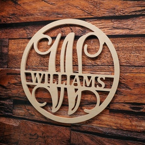 Circle Split Vine Monogram with Name, Wooden Monogram, wooden Wall Decor, Personalized Door Monogram, Door Monogram, Wood Door Monogram