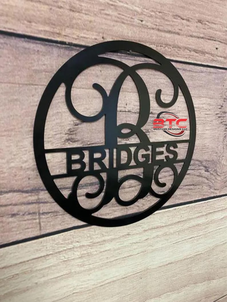 Acm Monogram Circle Split Vine Monogram With Name, ACM Monogram, Aluminum Wall Decor ...