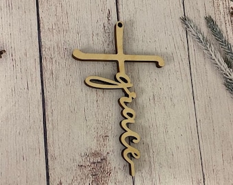 Cross Ornament, grace cross Ornament, grace, Religious Ornament, Biblical Ornament, Christian Ornament, Christ Ornament, Ornaments