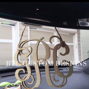 3-letter monogram, Car Monogram, Rearview Mirror Monogram, Wooden Monogram, 3-letter wood monogram, 3-letter Car monogram, Car Charm