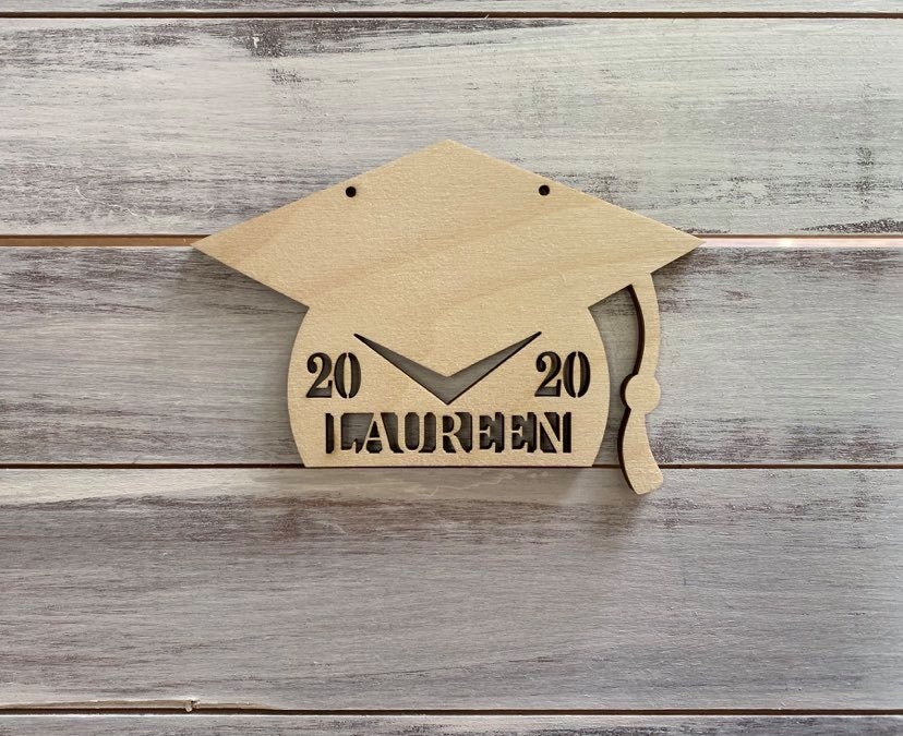 Grad Car Cap Personalized Grad Cap, Car Monogram, Rearview Mirror Monogram, Wooden ...