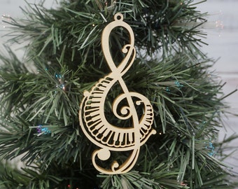 Musical Ornament, Music Note ornament, Music lover Ornament, Music Teacher ornament, Treble Clef ornament, Piano Teacher gift, Music teacher