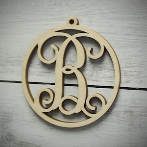 Monogram Circle Ornament, Miniature Circle Monogram, Wood Ornament, Car Monogram Circle Car Monogram, Wooden Monogram, Car Charm, Christmas