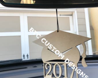 Graduation car charm, Car Monogram, Rearview Mirror monogram, Wooden Monogram, graduation wood monogram,  cap car charm, Car Charm,