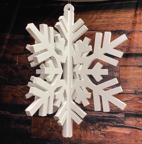 3-D Snowflake Christmas Decoration Ornament 3D Snowflakes Decorations 3 D  Indoor Outdoor Snowflakes Xmas Snow White Winter Holiday Plastic Yard