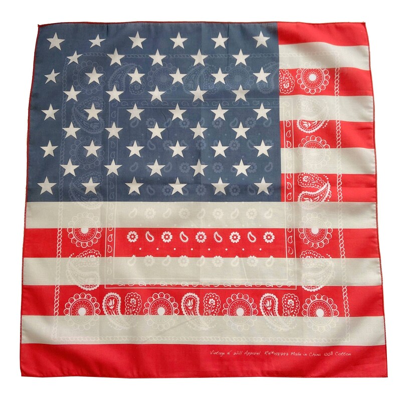 thumbnail image 2 of American Flag Bandana, Star Print Headband, Red And White, Independence 2 of 13