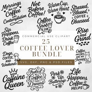 Coffee Lover Quotes SVG Bundle: Caffeine Queen, Mug Designs (Commercial Use)