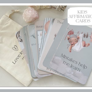 Positive Affirmation Cards For Kids, Mindful Meditation For Children, Teacher Aid, Set of 20 Card Print Gift With Pouch, Anxiety Tool
