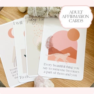 Positive Affirmation Cards, Mindful Meditation Motivational Cards Boho Manifestation Card Set of 20 Card Print Gift With Pouch, Anxiety Tool