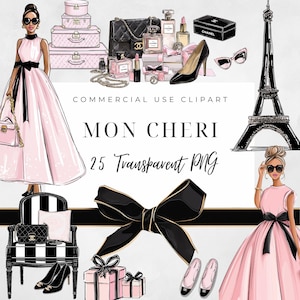 Chic Paris Clipart Bundle: Perfume, Jewelry, Eiffel Tower (Digital Download)