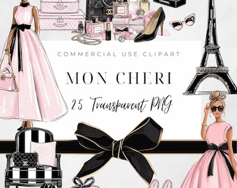 Chices Paris Clipart Bundle: Parfüm, Schmuck, Eiffelturm (Digitaler Download)