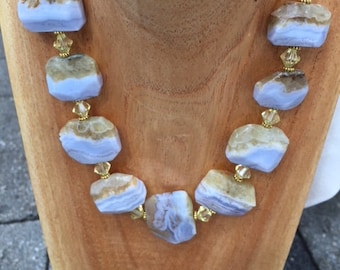 Blue and Bold Agate Citrine Necklace