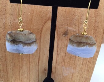 Citrine and Agate Earrings on Vermeil