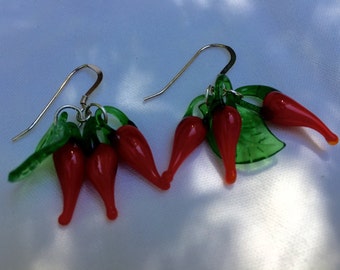 Red Chili Pepper Earrings on Sterling
