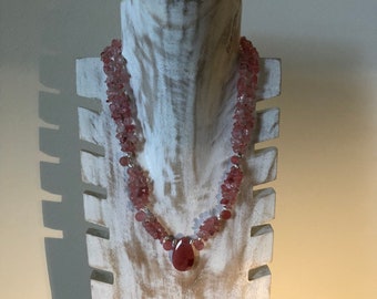 Cherry Quartz Pendant and Necklace