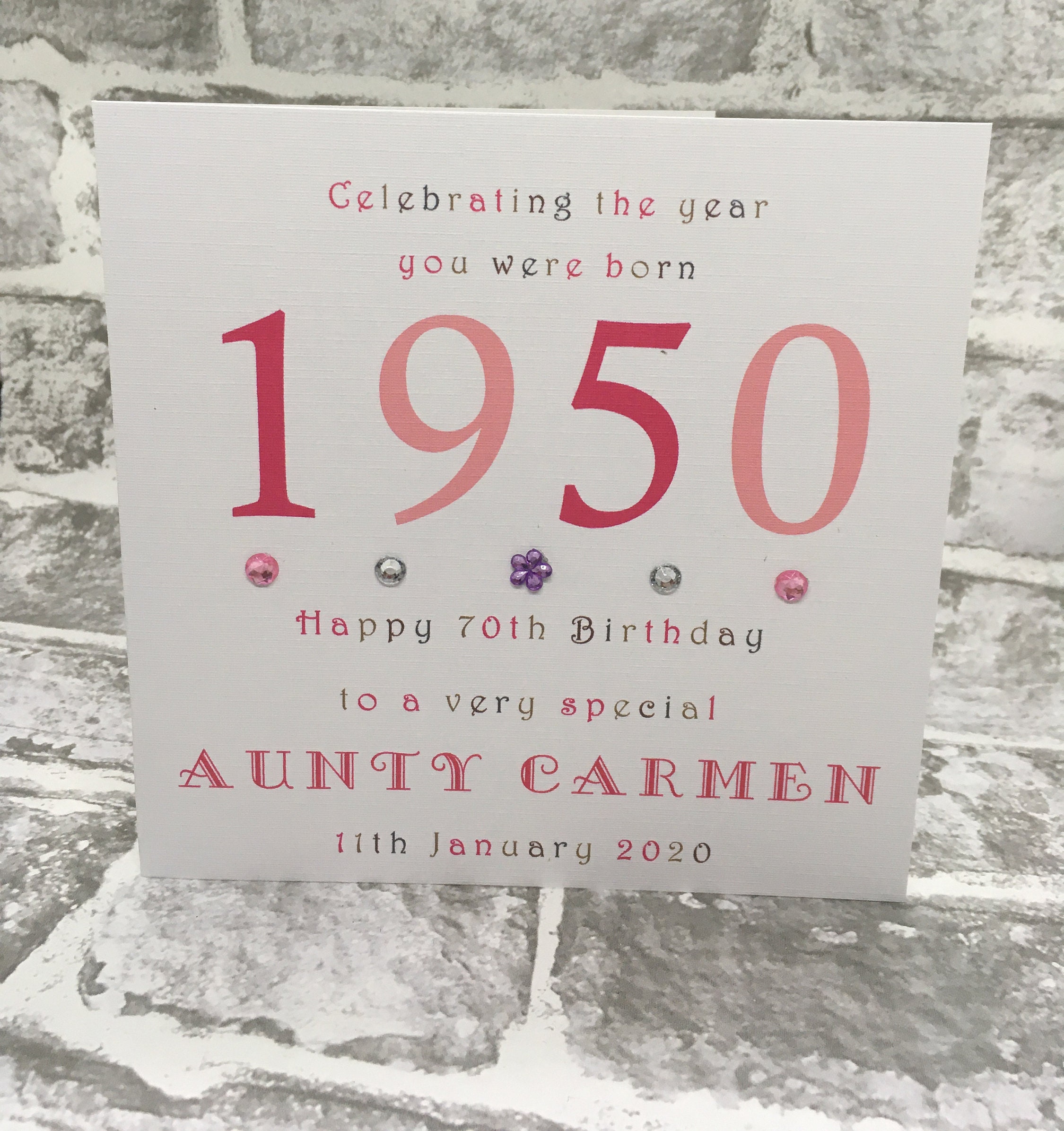 70th 1952 Year You Were Born Personalised Birthday 6sq | Etsy UK