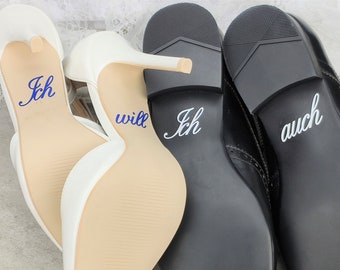 Schuhsticker Set "Ich will" & "Ich auch" - 13 Farben - Hochzeit Schuhaufkleber Farbe wählbar - Aufkleber für Schuhe