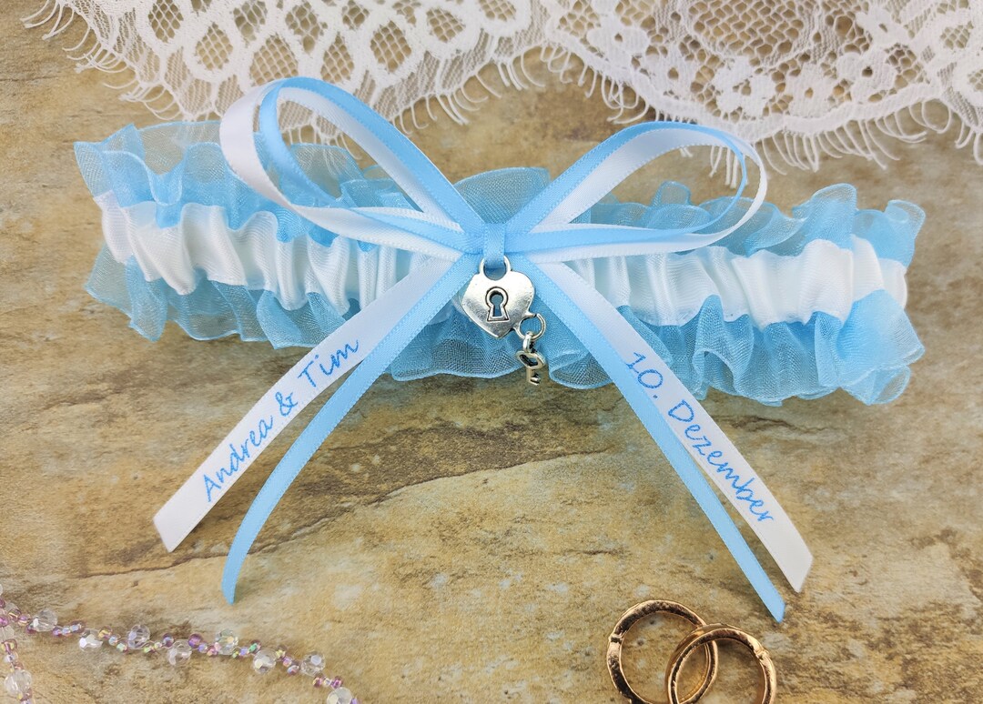 Hellblaues Strumpfband Braut Personalisiert Hochzeitsstrumpfband mit
