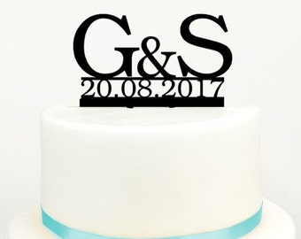 Cake Topper Initialen & Hochzeitsdatum - Personalisisert