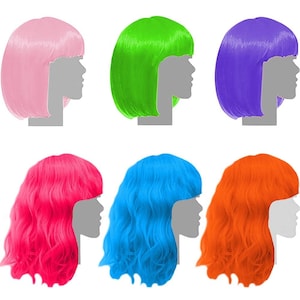Colorful party wigs hotsell