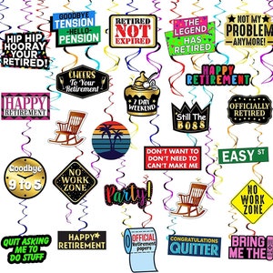 25 Piece Retirement Party Hanging Swirls Decorations, Hilarious Happy Retirement Party Supplies and Gifts