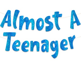 12th Birthday Blue Glitter Banner - Happy 12th Birthday Party Decorations, Supplies and Favors - 12th Wedding Anniversary Decorations