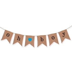 Oh Boy Burlap Banner Baby Shower Decorations for Boy Gender Reveal Party Baby Announcement image 5