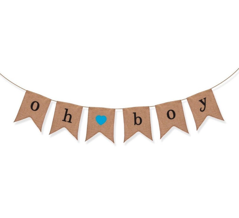 Oh Boy Burlap Banner Baby Shower Decorations for Boy Gender Reveal Party Baby Announcement image 5