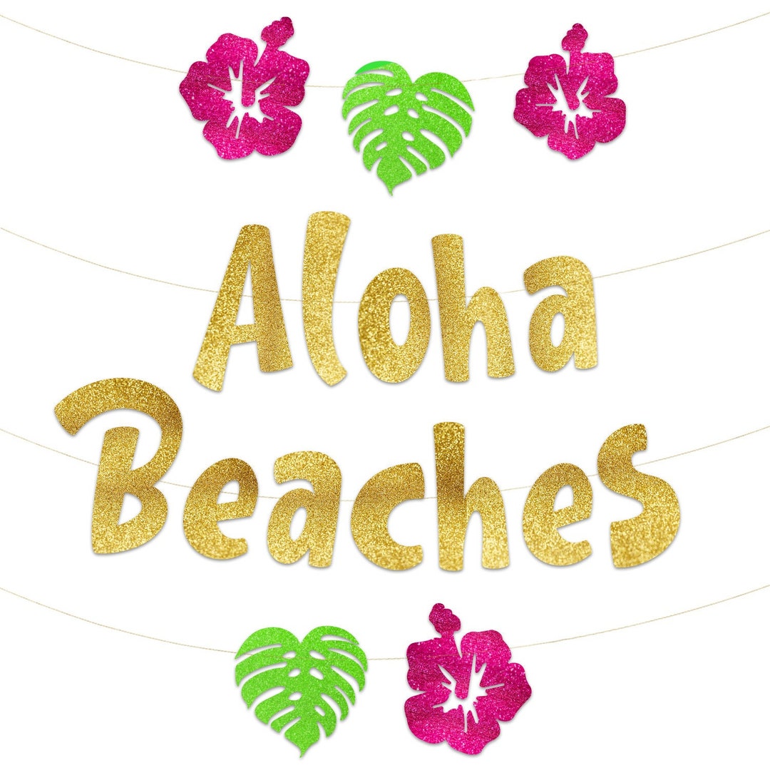 Aloha Beach Luau Themed Glitter Banner Hawaii Aloha - Etsy