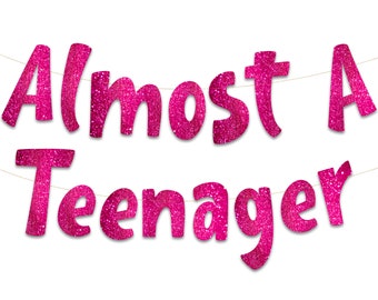 12th Birthday Pink Glitter Banner - Happy 12th Birthday Party Decorations, Supplies and Favors - 12th Wedding Anniversary Decorations