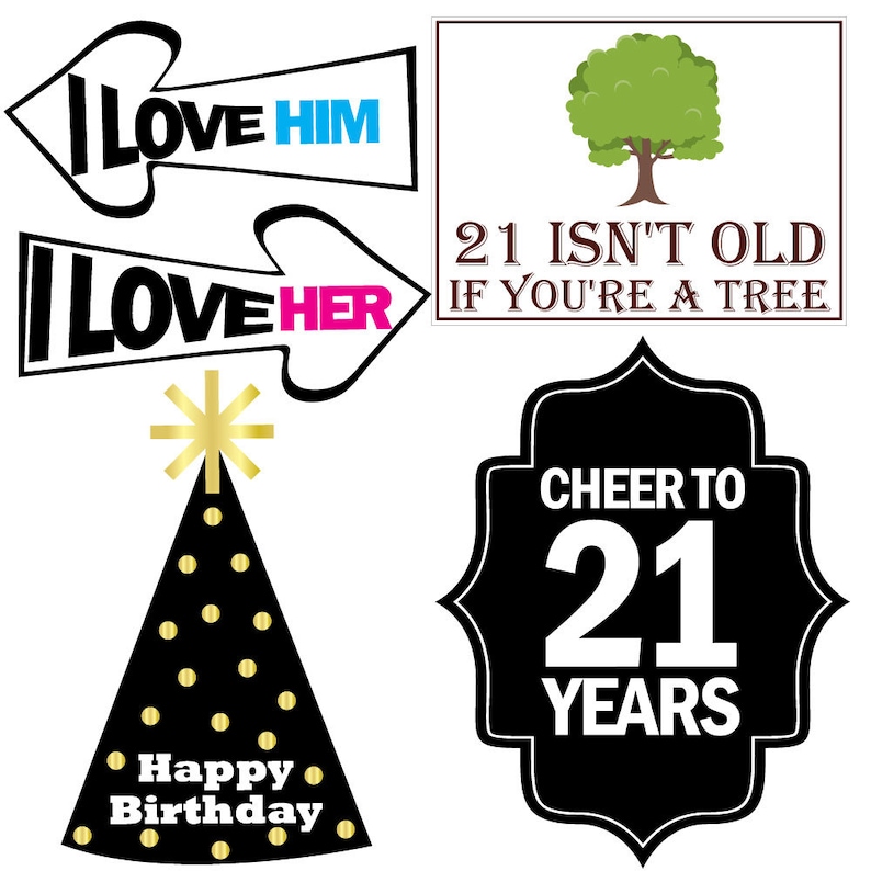 21st Birthday Photo Booth Party Props Funny 21st Birthday Party Supplies 40 Pieces Decorations and Favors