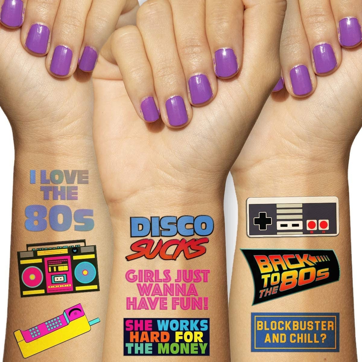 Retro 80s Theme Temporary Tattoos 5 Pages Funny 1980's - Etsy